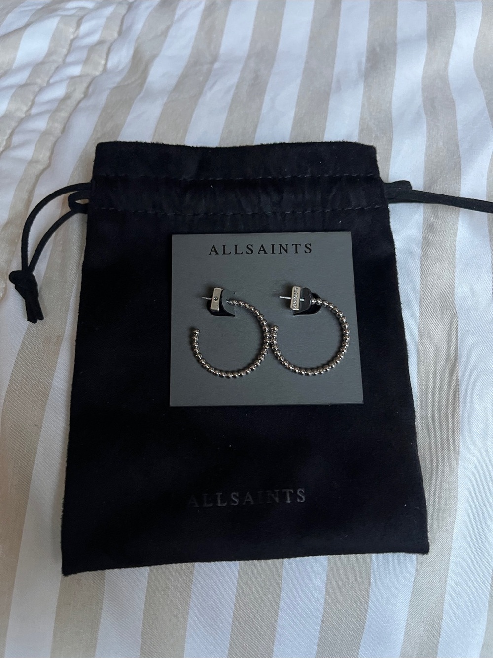 AllSaints Black Beaded Hoop Earrings